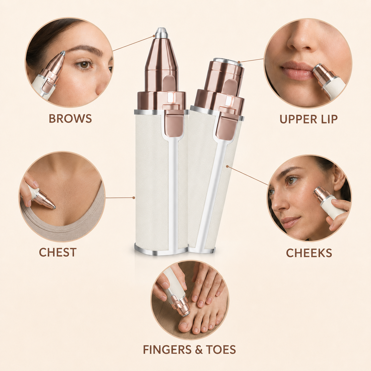 2-in-1 Rechargeable Facial Hair Remover & Eyebrow Trimmer